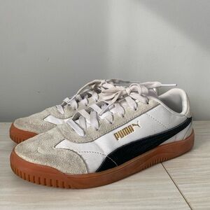 Puma Palermo White and Black Sneakers w/ Brown Sole